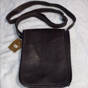 Unisex Brown Leather Crossbody Bag
